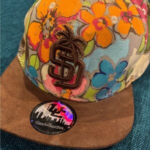 Brown Floral Hat with Suede Brim